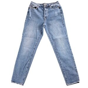 GB High Rise Mom Jeans Medium Wash Distressed Tapered Leg Blue Size 11 GB4614HD